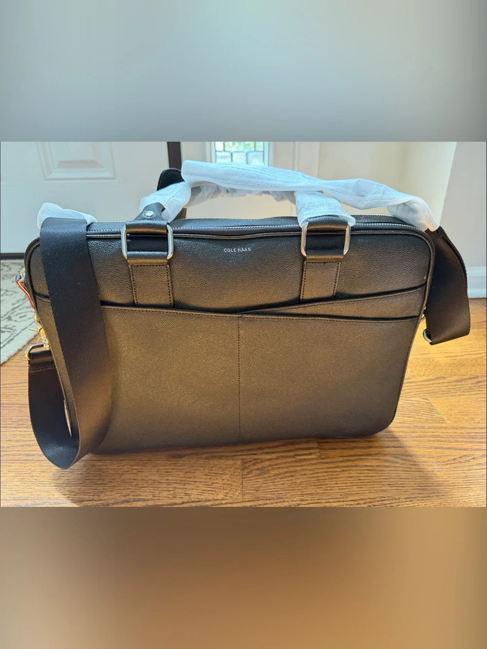 Cole Haan Black Leather Laptop Messenger Bag